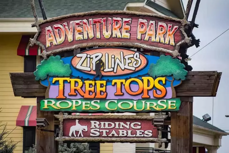 adventure park five oaks sign