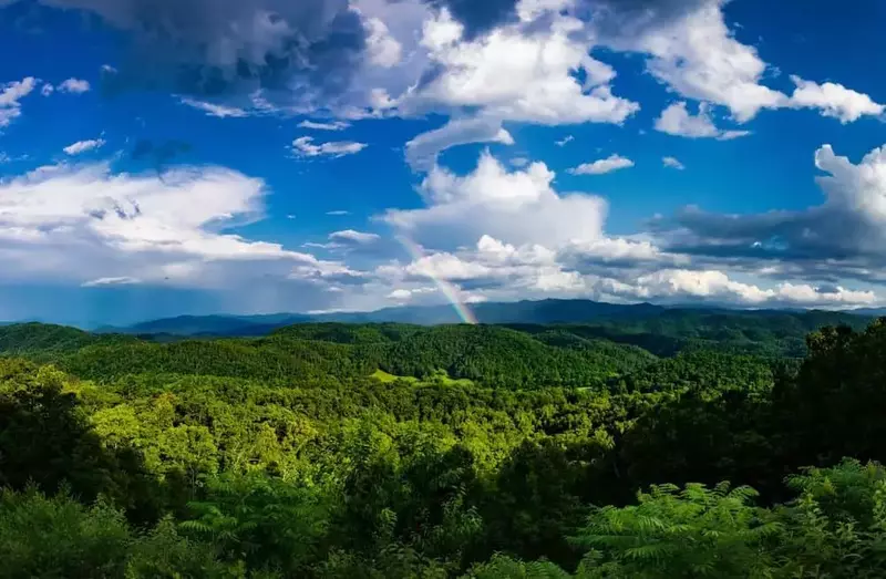 smoky mountains with a rainbow