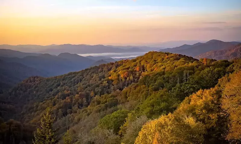 Newfound Gap in the Smoky Mountains in the fall