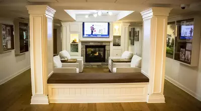 lobby at Sevierville hotel with fireplace