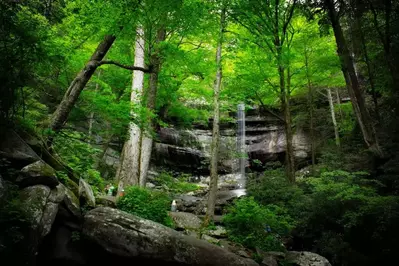 rainbow falls in the smoky mountains